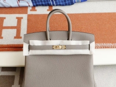 爱马仕 M8沥青灰 金扣 birkin25CM 原厂togo皮 铂金包 纯手缝蜡线缝制工艺