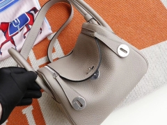 爱马仕 M8沥青灰 迷你Lindy20CM 法国TC皮 H家老师傅纯手缝蜡线 琳迪包