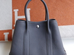 HERMES garden Party花园包30CM 专柜御用Nagonda皮 2Z午夜蓝 Hermes爱马仕家老师傅纯手缝工艺