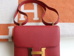 爱马仕 B5宝石红 Constance24CM 空姐包 原厂Epsom皮 金扣 纯手工手缝工艺制作