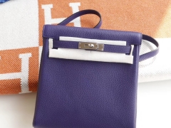 爱马仕 9W 梦幻紫 Kellyado背包 原厂Clemence皮 法国蜡线 全手缝
