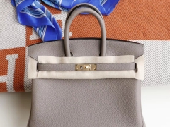 HERMES M8沥青灰 Birkin25CM 原厂togo皮 纯手缝蜡线缝制 铂金包；H家的老师傅工艺真是不一般强