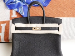 爱马仕 Birkin25CM CC89黑色 铂金包法国Togo皮 老师傅全手缝银扣 黑色超人气百搭色