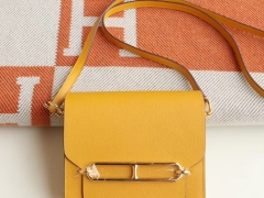 HERMES 9D琥珀黄 Roulis19CM 猪鼻子包 原厂evercolor皮 顶级纯手缝工艺缝制