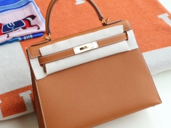 HERMES CK37金棕 金扣 Kelly28CM 原厂Epsom皮 凯利凯莉包 纯手缝蜡线缝制工艺