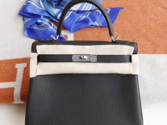 H家 CC89黑色 kelly28CM 法国Togo皮 全手缝银扣实拍  黑色超人气百搭色