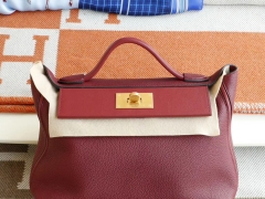 HERMES CC57波尔多酒红 凯莉H2424包 法国togo小牛皮 纯手缝蜡线缝制工艺