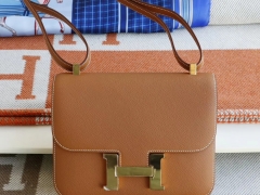 HERMES CK37金棕 金扣 Constance24CM 空姐包 原厂Epsom皮 纯手工手缝工艺制作