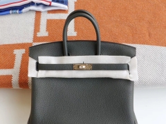 HERMES 6O松柏绿 Birkin25CM 铂金包法国togo皮 老师傅全手缝 金扣