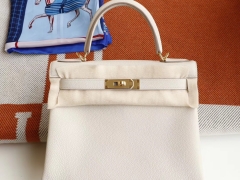 HERMES 很干净水灵的颜色 CC10 奶昔白 凯利包Kelly28CM 法国togo小牛皮 金扣