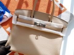 爱马仕 S2风衣灰 Birkin30CM 铂金包法国togo小牛皮 老师傅全手缝 银扣