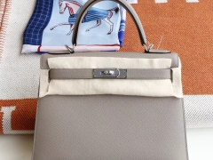 HERMES 最新热卖款颜色 很大方很文艺的颜色 M8沥青灰 Kelly28cm epsom皮 外缝 银扣