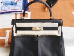 爱马仕 CC89 黑色 Kelly lakis32cm 原厂Swift皮 金扣 内缝 凯丽拉链包 老师傅纯手工制作