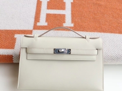 HERMES 3C羊毛白 银扣 Minikelly一代 原厂Swift皮 迷你凯莉包 纯手缝蜡线缝制工艺