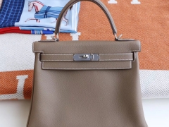 HERMES Ck18大象灰 Kelly28cm 原厂togo皮 金扣 内缝 凯莉包 老师傅纯手工制作