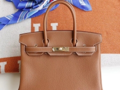 HERMES 现货、CK37金棕 Birkin30CM Togo皮 金扣