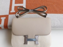 HERMES Ck81斑鸠灰 Constance24CM 空姐包 原厂Epsom皮 银扣 纯手工手缝工艺制作