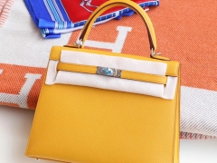 爱马仕 9D琥珀黄 Kelly25CM 原厂Epsom皮 凯丽凯莉包 纯手缝蜡线缝制工艺