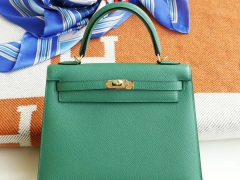 爱马仕 现货 1K竹子绿 Kelly25CM Epsom皮 银扣 旅游必配 特显雅气 拥抱大自然的颜色