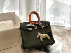 无敌推荐皮质到工艺都无可挑剔 V6丛林绿 银扣 birkin25CM 原厂Togo皮 铂金包 纯手缝蜡线缝制工艺