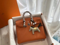 永不过气的经典橙 H家代表色 Ck93橙色 银扣 birkin25CM 原厂Togo皮 铂金包 纯手缝蜡线缝制工艺