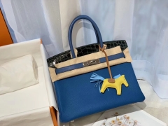 爱马仕 stock 现货 30birkin 山羊B3拼鳄鱼67拼togo拼swift7E 银扣 蜡线纯手缝