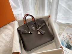高级灰冷艳气质  8F锡器灰 银扣 birkin25CM 原厂Togo皮 铂金包 纯手缝蜡线缝制工艺