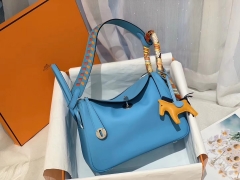 爱马仕 lindy 26 新款编织epsom肩带 拼swift P3北方蓝 银扣 手缝蜡线 一眼万年 蓝到心坎清澈 春夏一定要种草的颜色