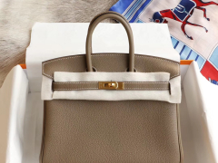 HERMES Ck37大象灰 金扣 birkin25CM 专柜原厂togo皮 铂金包 纯手缝蜡线缝制工艺