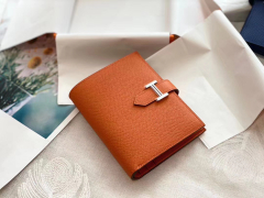 Bearn 对折短夹 epsom 蜡线手工缝制 93 橙色