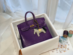 HERMES birkin 25 进口一级蜥蜴 9W梦幻紫-Crocus 金扣  高级优雅紫
