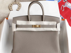 爱马仕 M8沥青灰 金扣 birkin25CM 原厂togo皮 铂金包 纯手缝蜡线缝制工艺
