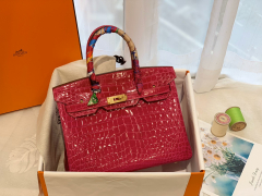 HERMES birkin 30 尼罗亮光 J5 天方夜谭紫 金扣 顶级老工匠纯手工缝制