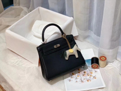  HERMES kelly 25 进口swift 黑银 手感一级棒
