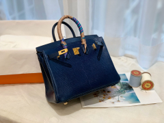 HERMES birkin 25 进口一级蜥蜴  73宝石蓝-Bleu Saphir金扣  尊贵气质蓝