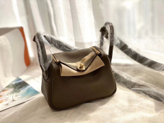 高颜值的 mini Lindy 上身好看又百搭 正品开版  进口TC皮 ck 18 大象灰 金扣