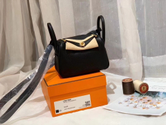 爱马仕 高颜值的 mini Lindy 上身好看又百搭 进口Tc皮 89黑色 实用性最高让人爱不释手的颜色