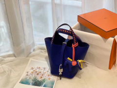 爱马仕 picotin lock 菜篮子 18 限量版编织拼接手柄 蜡线缝制 Epsom T7 电光蓝