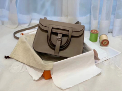 HERMES mini Halzan 肩背设计款 实用 简单 晚宴包 进口swift 皮 M8沥青灰