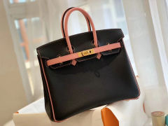 HERMES birkin 25 epsom 89黑拼8w新唇膏粉 金扣 in stock现货