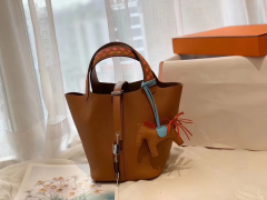 HERMES picotin lock 菜篮子 18 限量版编织拼接手柄 蜡线缝制 Epsom 37金棕