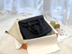 HERMES mini Halzan 肩背设计款 实用 晚宴包 进口swift 皮 89黑色