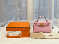 HERMES mini kelly 二代  X9 锦葵紫 金扣 百搭小包包