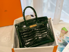 HERMES birkin 30 尼罗亮光 67 祖母绿 金扣 顶级老工匠纯手工缝制