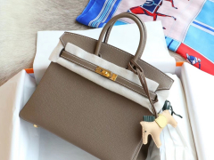 爱马仕 Ck37大象灰 金扣 birkin25CM 专柜原厂Epsom皮 铂金包 纯手缝蜡线缝制工艺