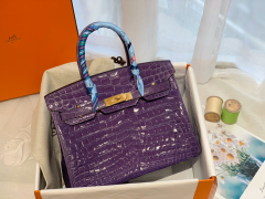 HERMES birkin 30 尼罗亮光 9W 梦幻紫 金扣 顶级老工匠纯手工缝制