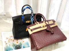 爱马仕 25birkin 小可爱 进口南非kk鸵鸟皮 酒红 金扣 顶级蜡线纯手缝