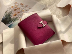 Bearn 对折短夹 山羊皮 蜡线手工缝制 K5托斯卡紫 正品开版