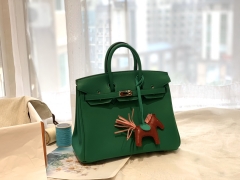 HERMES birkin 25cm swift皮 手工缝制 zp做法 银扣 u4丝绒绿 好大气 高贵的绿色