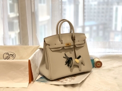 HERMES birkin 25cm swift皮 手工缝制 zp做法 金扣 08珍珠灰 超级耐看 百搭不过时